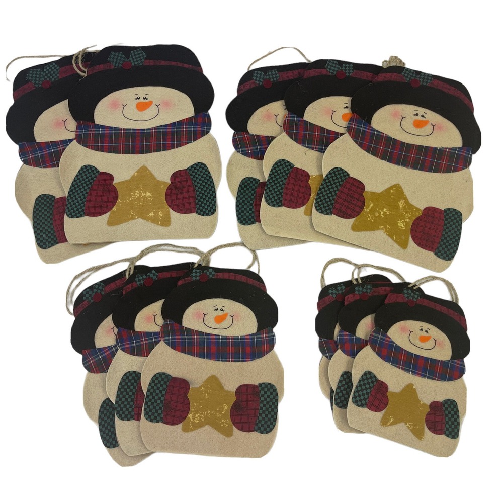 Snowman Gift Bags w Rope Handles Multi Size 3-D  (Pack of‎ 11) Christmas Holiday